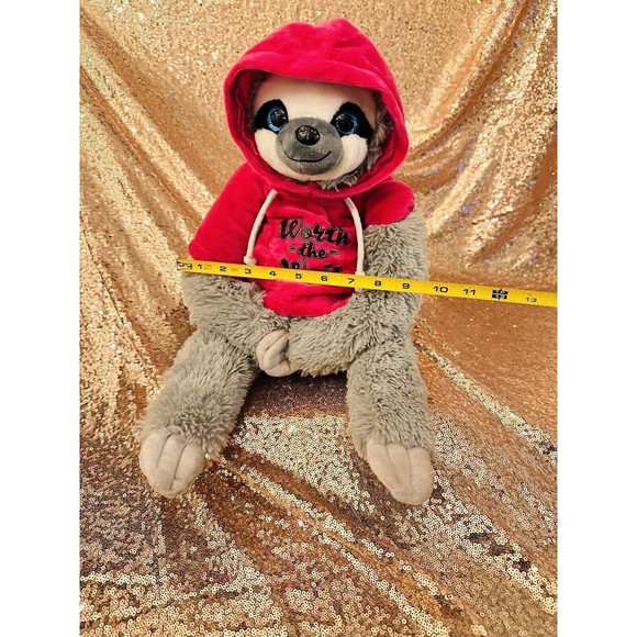 Plush Parade Gray Sloth W/ Pink  Hoodie -“Worth The Wait” 20” P2 - Picture 4 of 4